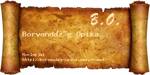 Borvendég Opika névjegykártya